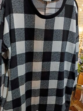 Sweet Love Black and White Buffalo Check Long Sleeve Dress